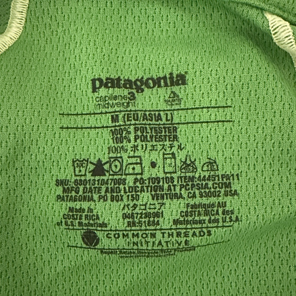 Patagonia Capilene 3 Women’s Medium 1/2 Zip Green Base Layer Top Shirt Outdoor - Picture 6 of 6
